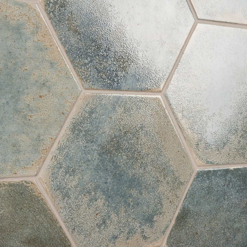 Kalay 9" Hexagon Polished Porcelain Tile, Green