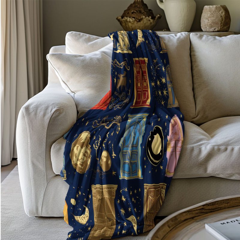 Celestial Riddles - 1 Piece Premium Sherpa Blanket, Grand lit