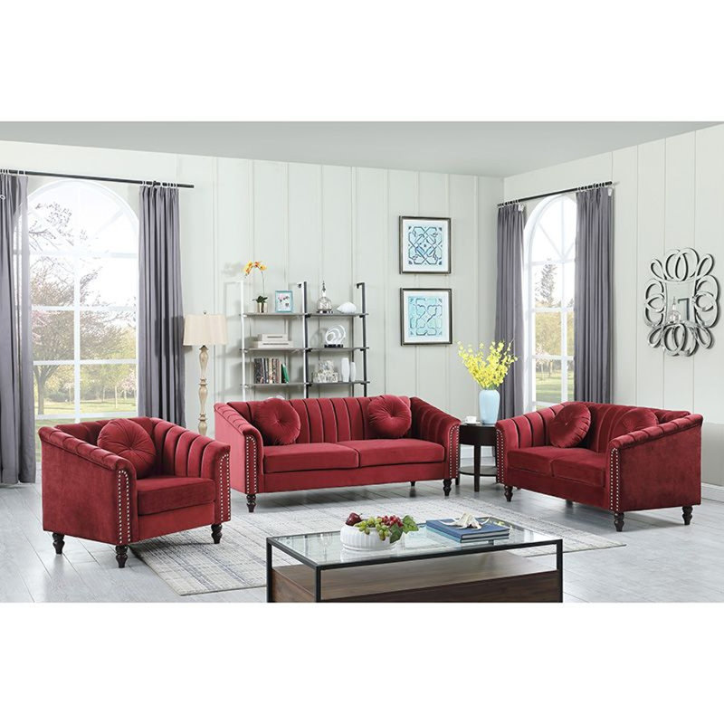 Camyiah 3 - Piece Living Room Set, Wine Red