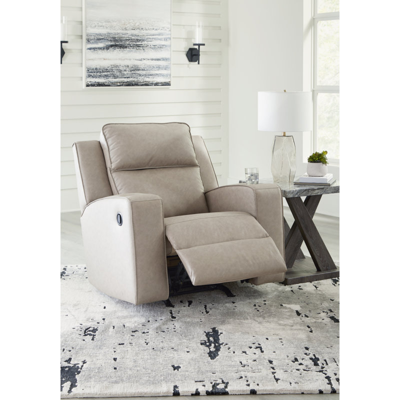 Stockley Faux Leather Recliner, Beige Faux Leather