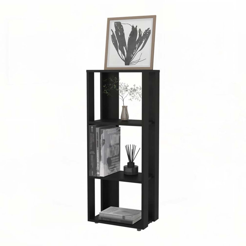 Bibliothèque en mélamine avec rangement ouvert, Noir