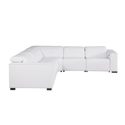 Luxurious Genuine Leather 5-Piece Sectional With 3 Power Reclining Seats & Power Headrest