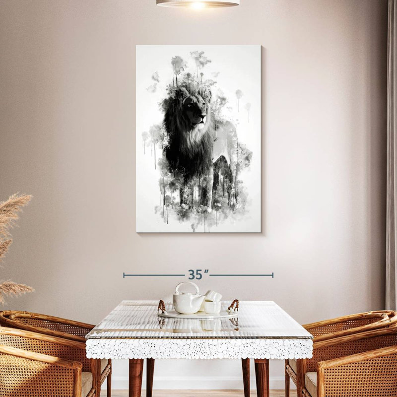 Brampt Lion Black And White, 45" H x 30" W
