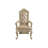 Champagne Gold Carved Wood Tufted Dining Arm Chair Bonded Leather Accent Chair