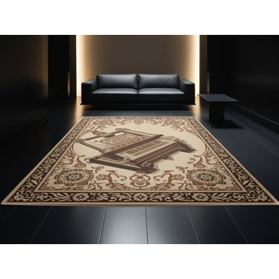 Tapis oriental classique beige / beige lavable à la machine Paizley