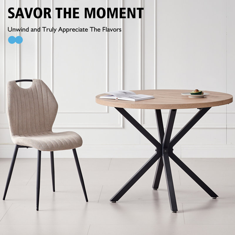 39” Round Dining Table [Metal Cross Legs] for 4, Mid-Century Kitchen Leisure Table for Apartment Living Room Space Saving
