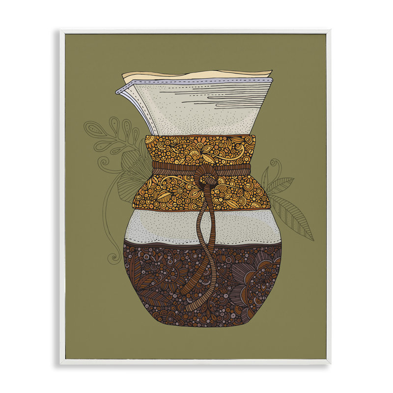 «Pour Over Coffee» par Valentina Harper, Estampe numérique encadrée blanc bord de mer, H 14 po x l 11 po