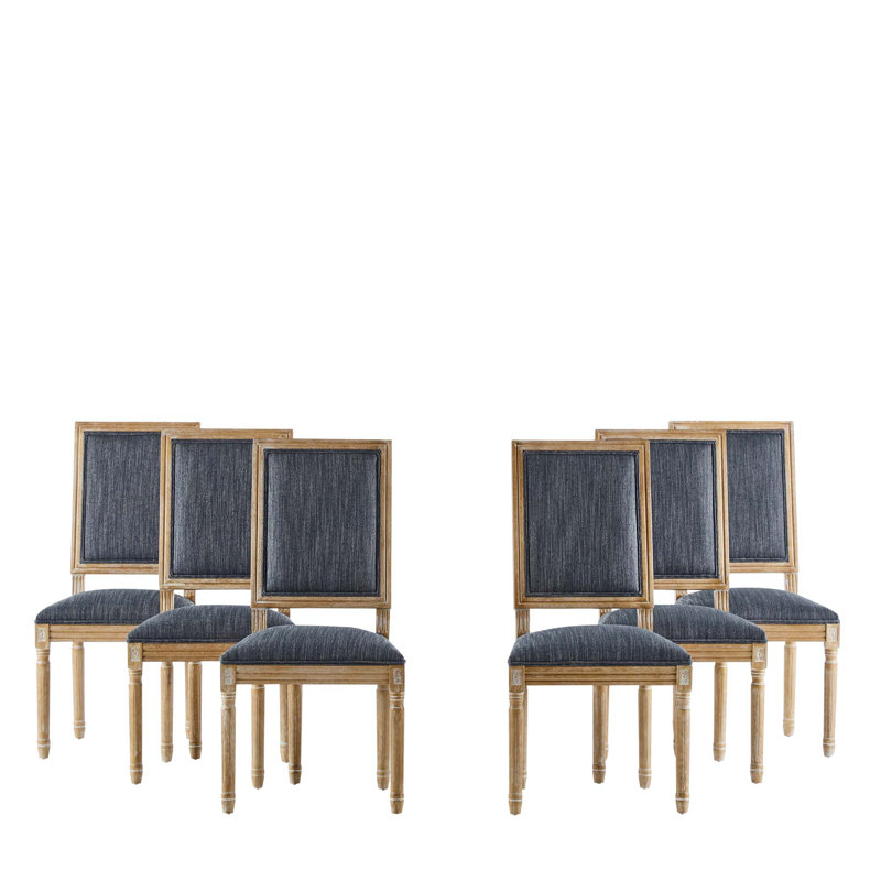 Chaises de salle à manger French Country - Dossier élégant en canne et sièges rembourrés avec pieds cannelés - Finition rustique patinée - Structure en bois d'hévéa massif - Chaises de cuisine et de salle à manger d'inspiration rétro