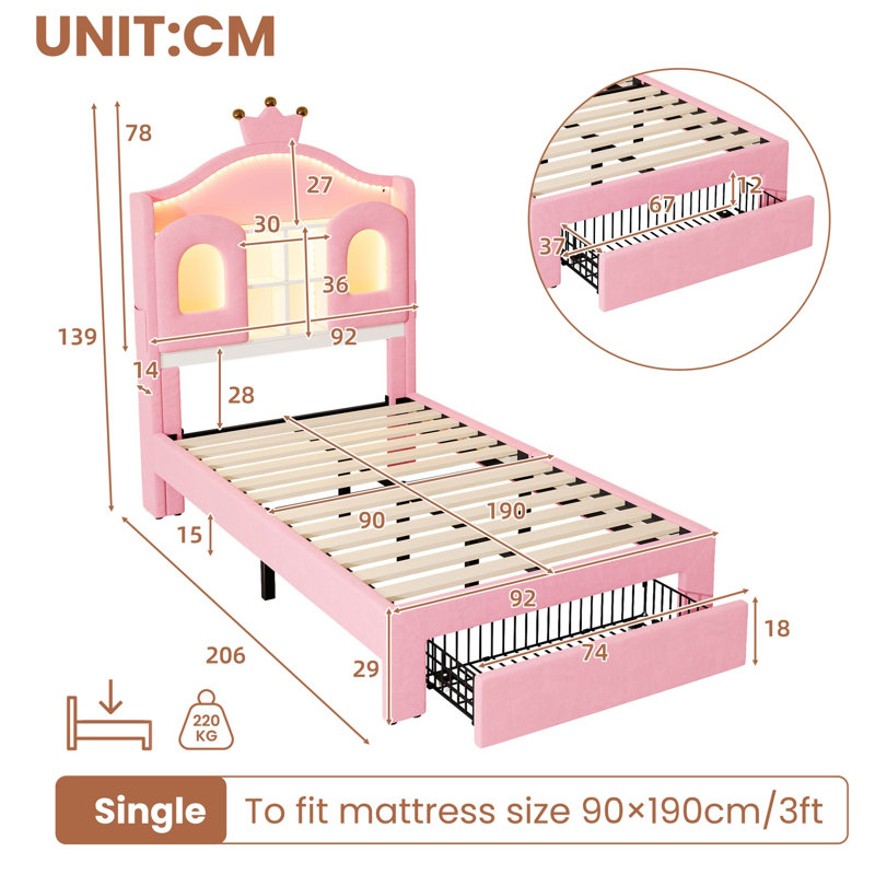Single (3') Steel Drawers Bed