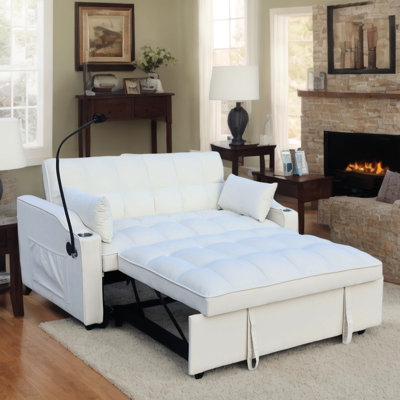 Lit 3 en 1 : Velours avec fonction gigogne, réglable, coussins décoratifs, poches, beige pour petits espaces, dossier convertible.