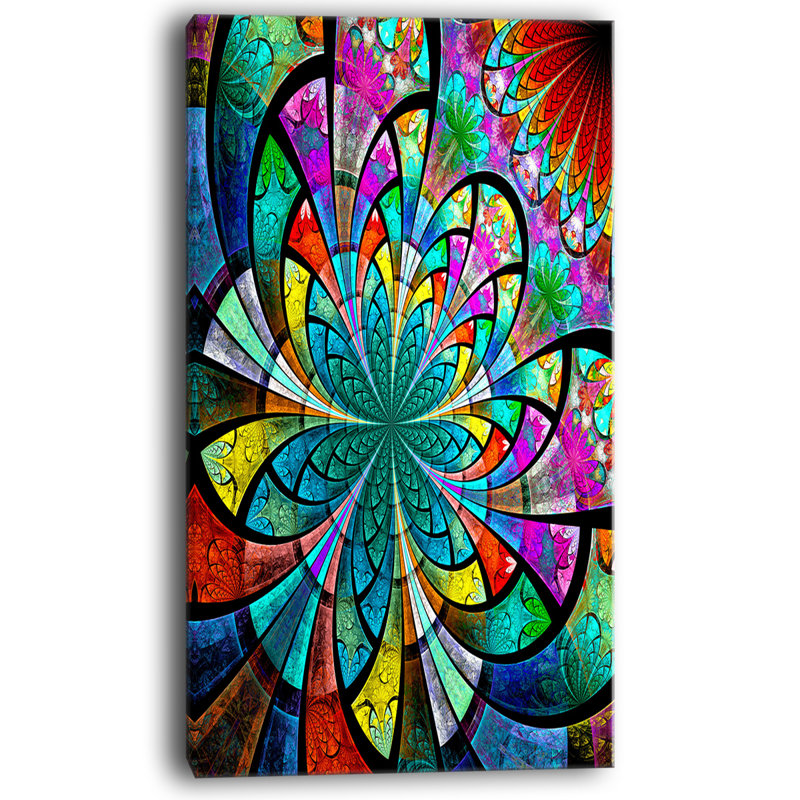 « multi color large fractal pattern », impression sur toile tendue, H 32 po x l 16 po x P 1 po, Toile tendue
