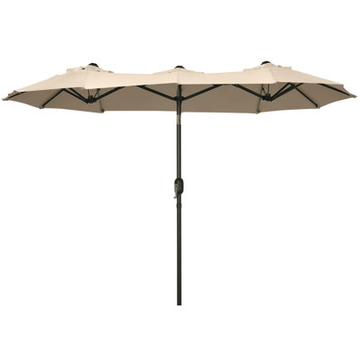 Outsunny Double-Sided Patio Umbrella 9.5' Large Outdoor Market Umbrella With Push Button Tilt And Crank, 3 Air Vents And 12 Ribs, For Garden, Deck, Po -  Arlmont & Co., 37DD1CB8E5BD4267B889AD85EF3A25F2