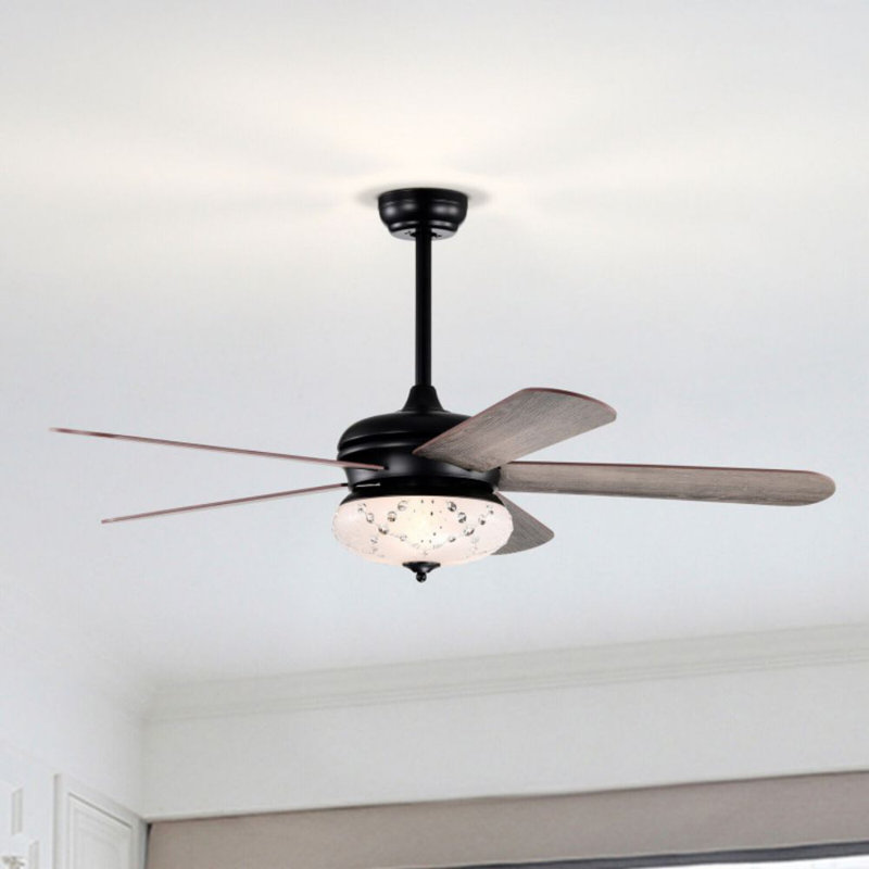 Ventilateur de plafond à 5 pales Anuva avec télécommande et ensemble d'éclairage inclus, Chêne