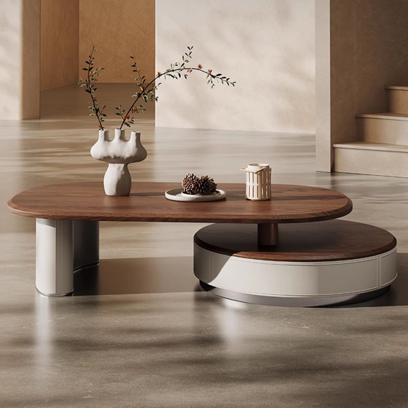 High-end saddle leather oval creative end table