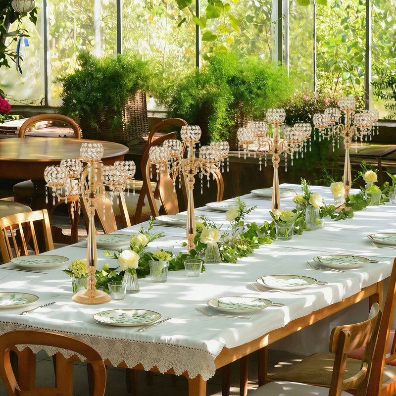 5 centres de table candélabre en cristal à 5 bras pour tables de mariage, d'une hauteur de 29,5 pouces, Doré, 1