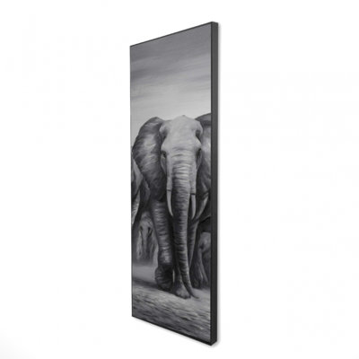 Troupeau d'éléphants - Toile avec cadre