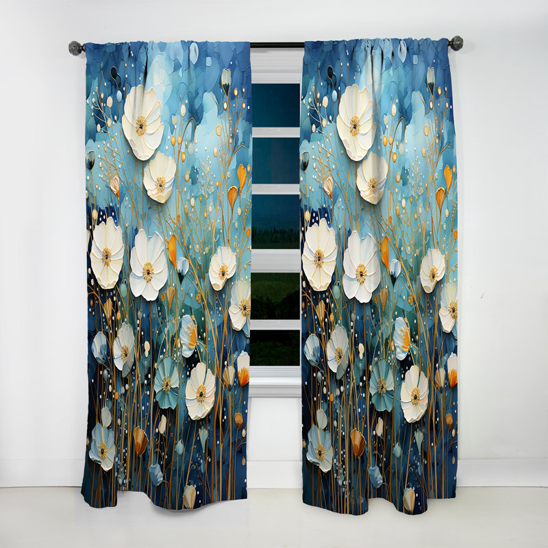 Blue Tranquil Gardens II - Rideau moderne - Velours obscurcissant - 1 panneau, L 52 po x L 108 po