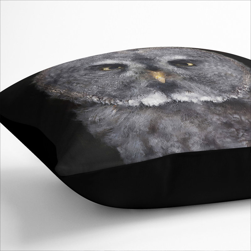 Great Grey Owl Vol.2 Painting Square Throw Cushion, Black, 55cm H x 55cm W x 20cm D