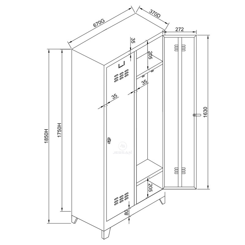 Armoire de rangement Locker, Orange, H 72,8 po x l 26,4 po x P 14,6 po