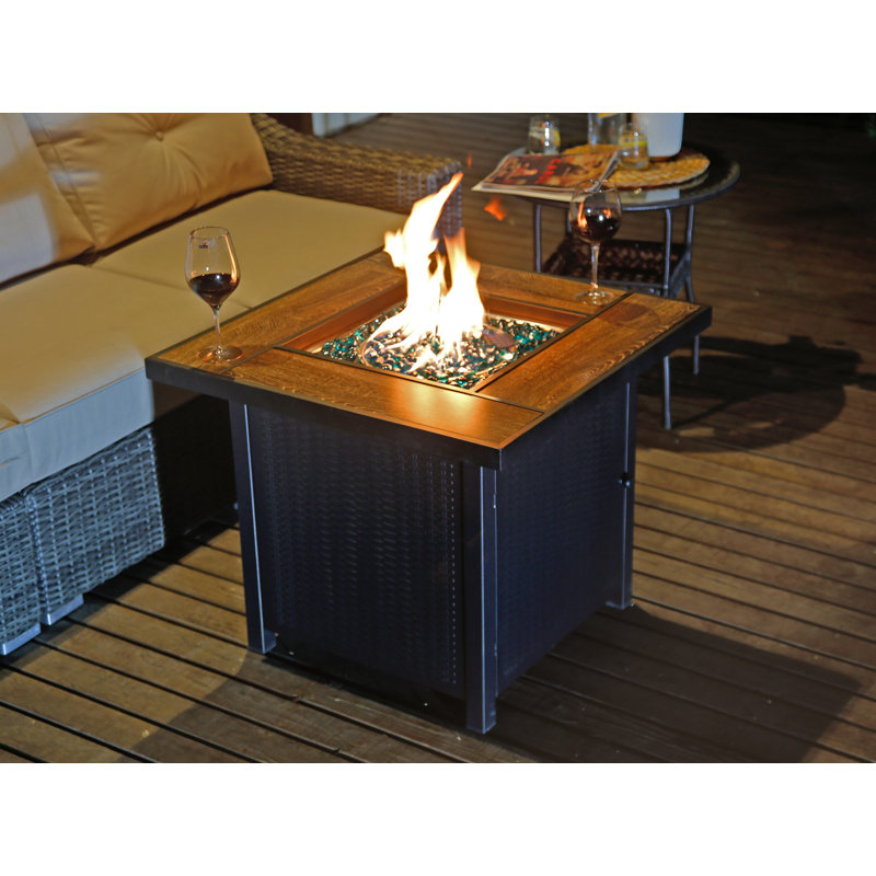 30-Inch Black Steel Gas Fire Pit Table