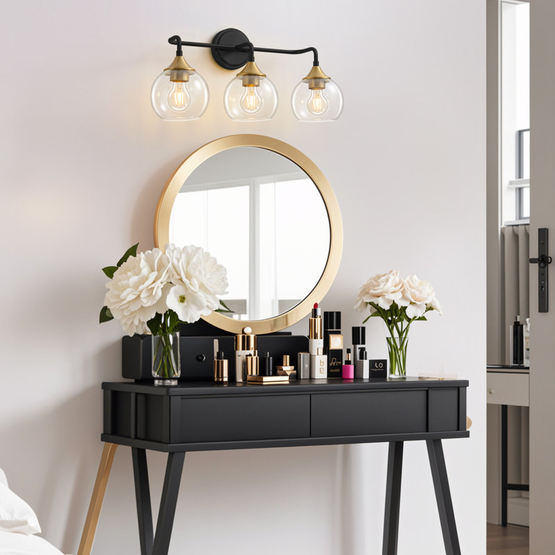 Scheider Dimmable Bathroom Vanity Light, Black, 3