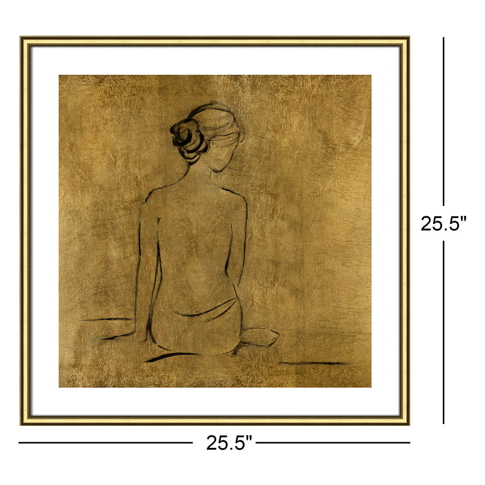 Golden Bather I by Sally Swatland - Painting Print, Gold Framed Canvas, 25.5" H x 25.5" W x 2" D