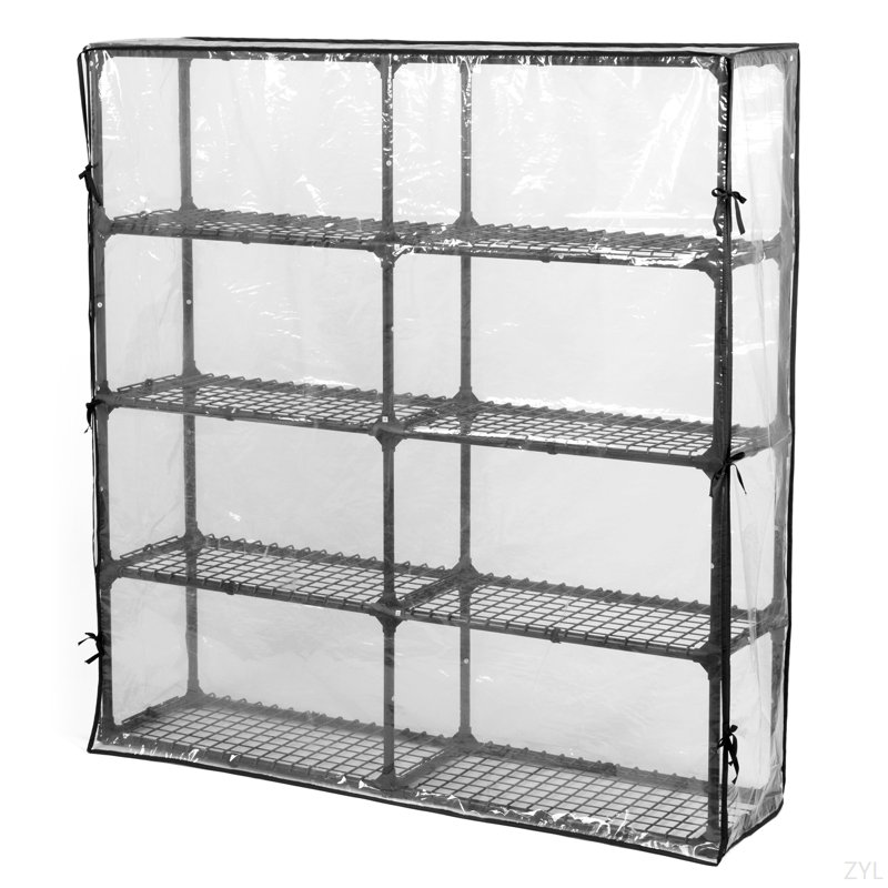 5-SHELF WIRE RACK WITH COVER (2PACK), 60" H x 57" W x 14" D