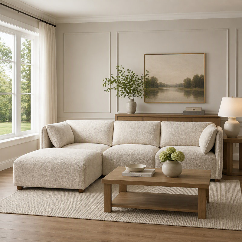 Canapé modulaire polyvalent avec repose-pieds modulaire pour des agencements de salon flexibles et des sièges confortables