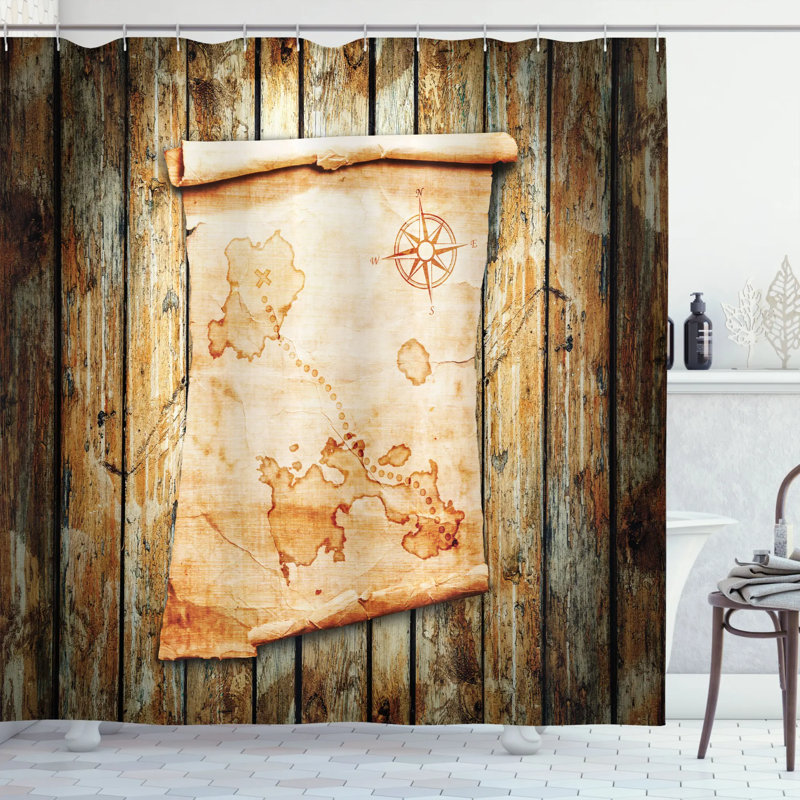 Rideau de douche simple en placage de tissu sur bois de grunge, H 75 po x l 69 po