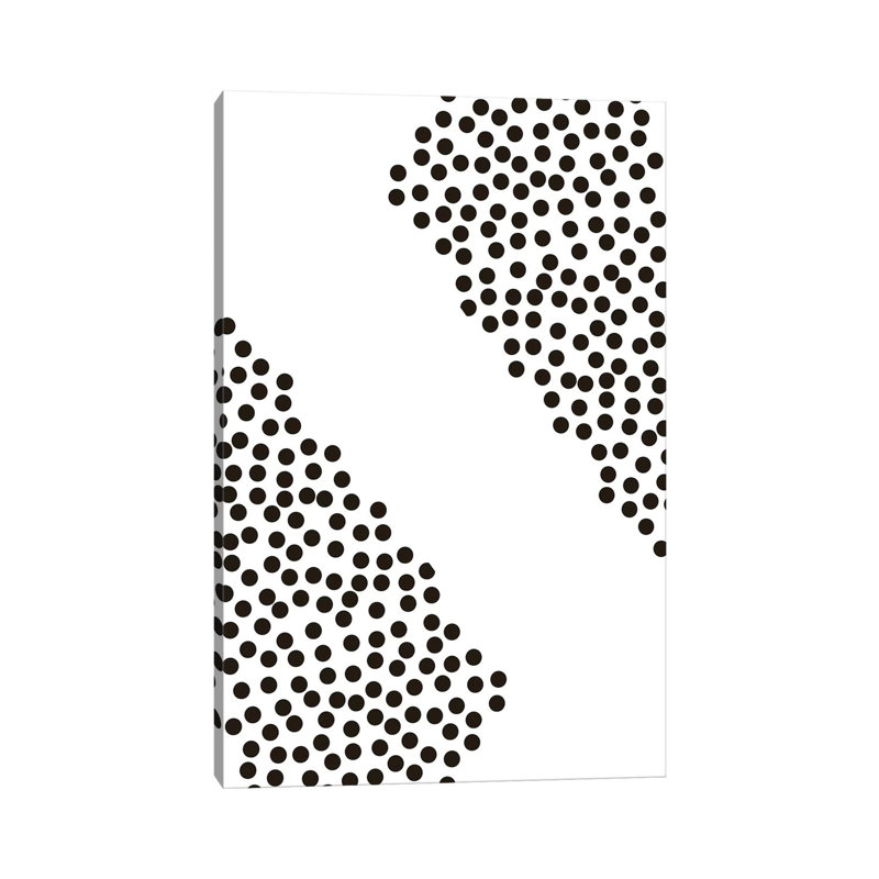 Black Corner Polka Dots by Pixy Paper - Wrapped Canvas Print, 20.32 cm H x 30.48 cm W