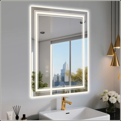 Miroir de salle de bain sans cadre à DEL avec gradation intelligente et fonctions antibuée, certifié UL pour la sécurité et la durabilité