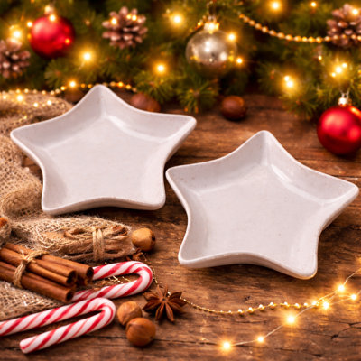Set of 2 Star Shaped Porcelain Plates Large