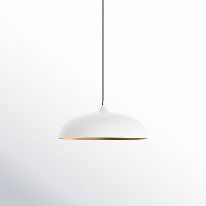Harleigh Shaded Dome Pendant, Shiny White/Polished Chrome, Shiny White/Gold, 123" H x 23.75" W