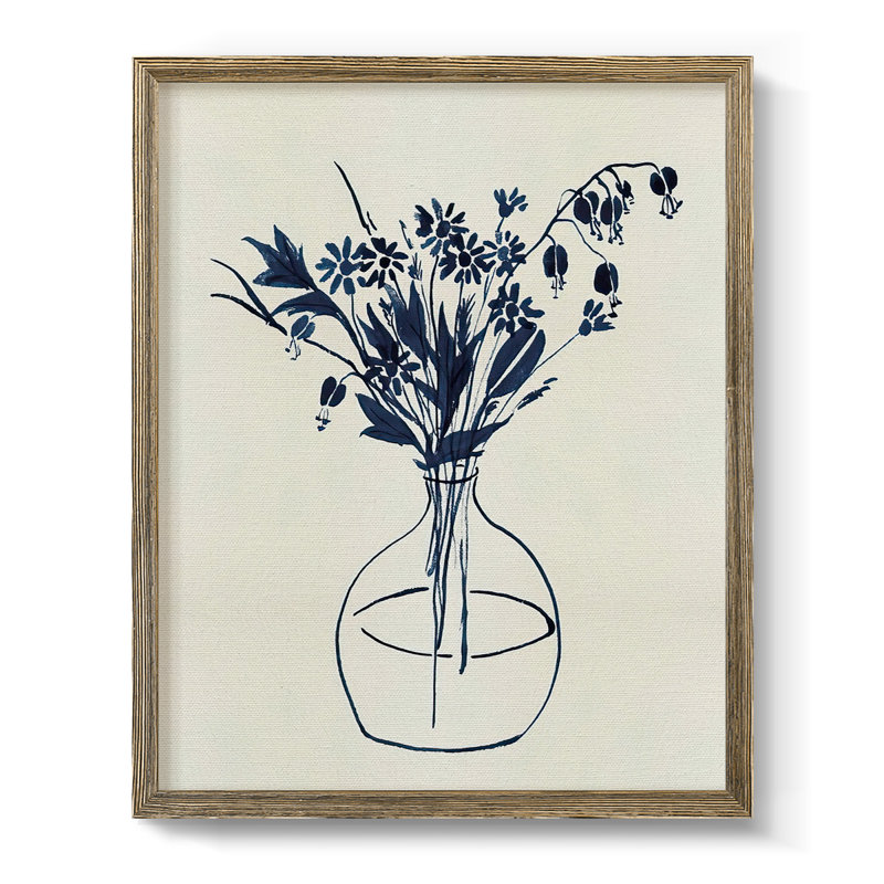 Doré indigo I, Toile avec cadre noyer, Pas de tapis