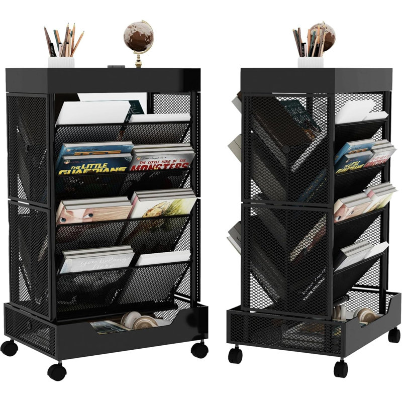 71cm H x 42cm W Metal Book Cart Bookcase, Black