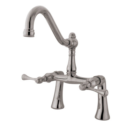 Double Handle Deck Mounted Clawfoot Tub Faucet Trim, Satin Nickel