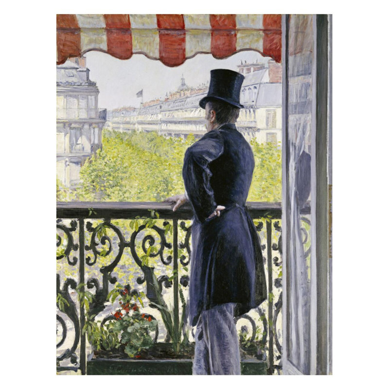 «Man on a balcon Boulevard Haussmann» par Gustave Caillebotte - Estampe numérique, H 28 po x l 22 po