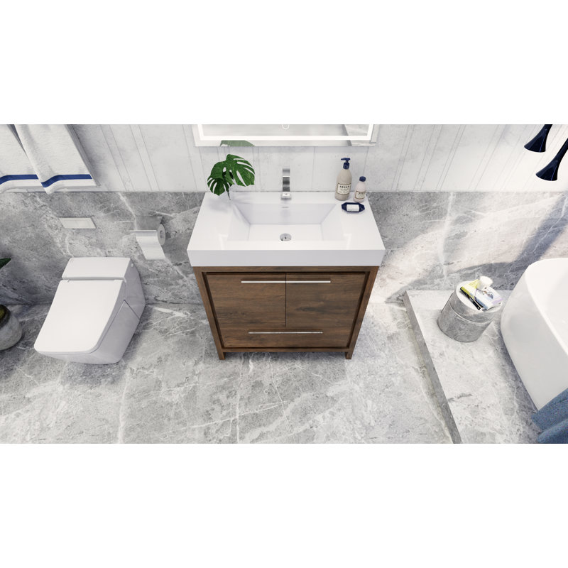 Ensemble de meuble-lavabo simple 36 po Tessa, Palissandre, Chrome