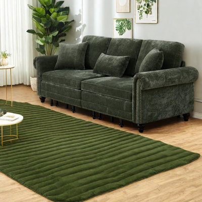 In 1 Convertible Sofas, Chenille Modern 86.5 Inch Sleeper For Home