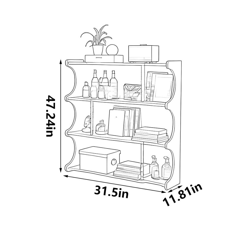 Bibliothèque rétro de style français, (3 tablettes) H 47,24 po x l 31,5 po x P 11,81 po