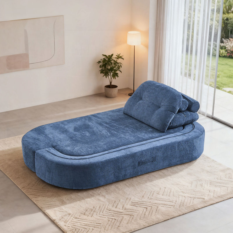 Canapé moderne avec 2 coussins, Bleu très foncé