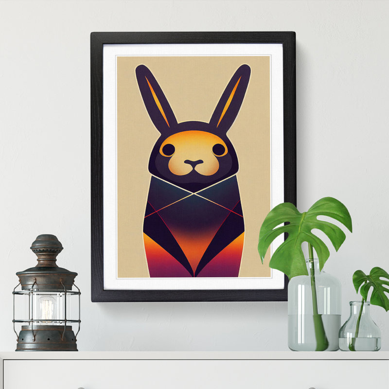 Rabbit Abstract - Framed Print, Black, 46cm H x 34cm W x 2cm D