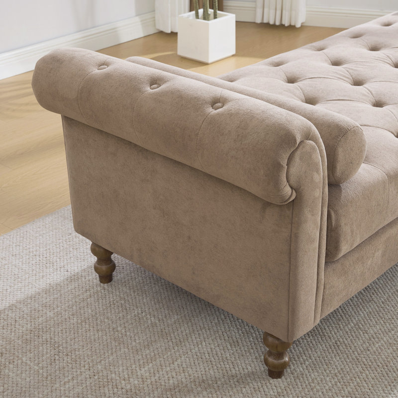 Banc de bout moderne rembourré avec accoudoirs, taupe, Taupe