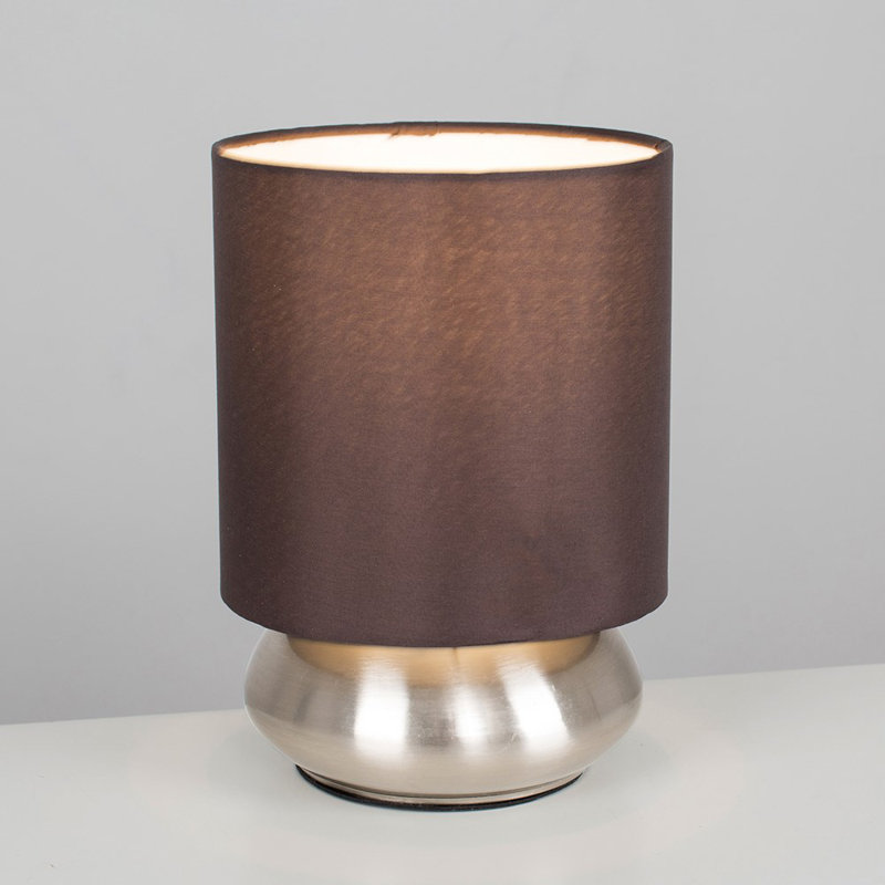Vatukoula Standard Table Lamp, Chocolate Brown, Brushed Chrome