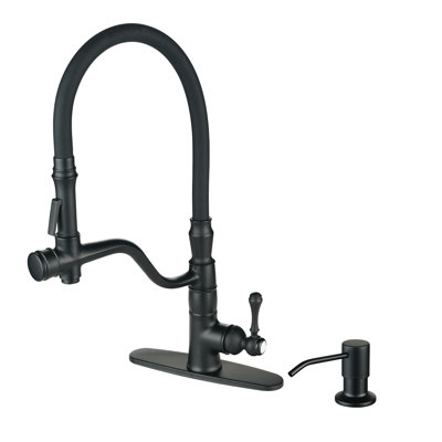 Kitchen Faucet With Pull Down Sprayer, Dual Function Sink Faucet In Black With Soap Dispenser
