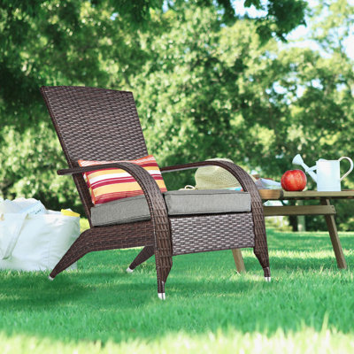 Outdoor Patio Wicker/Rattan Adirondack Chair With Cushions by Winston Porter