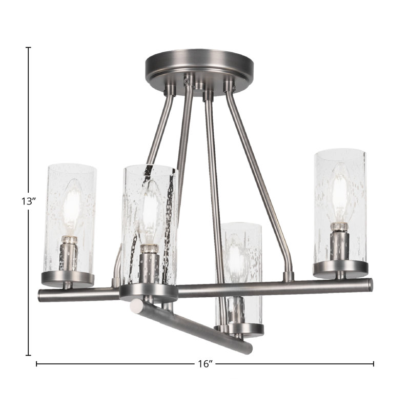 Trinity 4 Light Semi-Flush With 2.5” Glass, Graphite, White