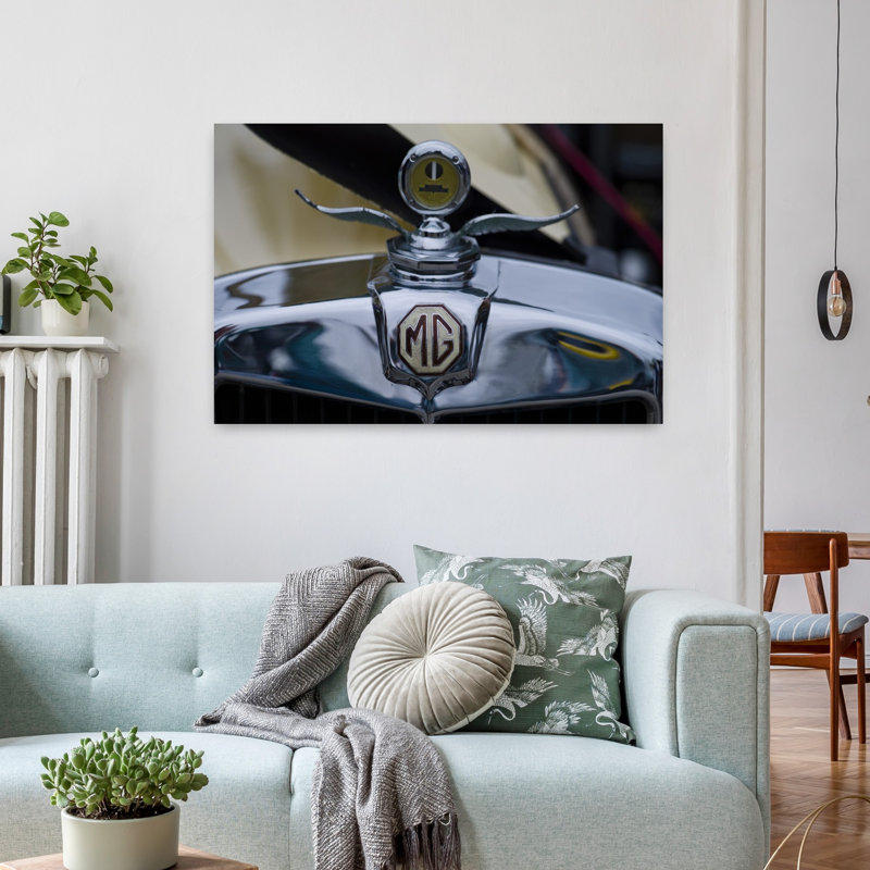 Close-up of the logo of MG's car Culver City Los Angeles County California USA 1 Piece Wrapped Canvas Wall Art