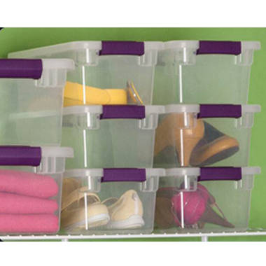 Sterilite 18 Gallon Storage Tote Stackable Plastic Bin with Lid, Purple, 16  Pack 