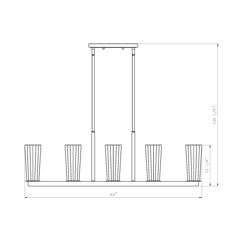 Lustre linéaire à 5 lumières Esma, Or, H 12 po x l 5 po x P 44 po